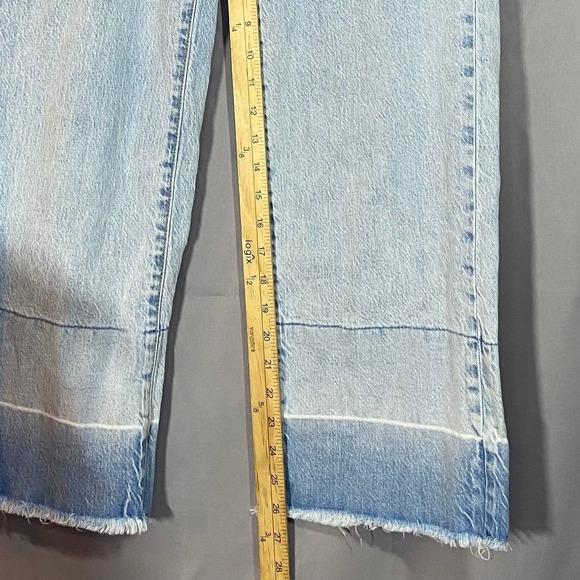 Womens Wide Leg Cropped Jeans Ombre Light Wash Raw Hem Size 2 26 - Picture 6 of 11